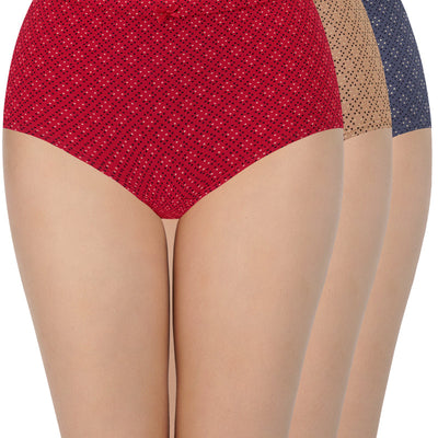 Printed High Rise Full Brief (Pack of 3)
