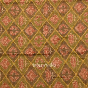 Mehendi Green Laxmi Pada & Shankha Theme Sambalpuri  Cotton Fabrics