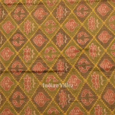 Mehendi Green Laxmi Pada & Shankha Theme Sambalpuri  Cotton Fabrics