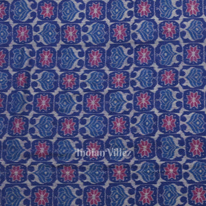 Blue Flourish Pattern Sambalpuri Ikat Cotton Fabric