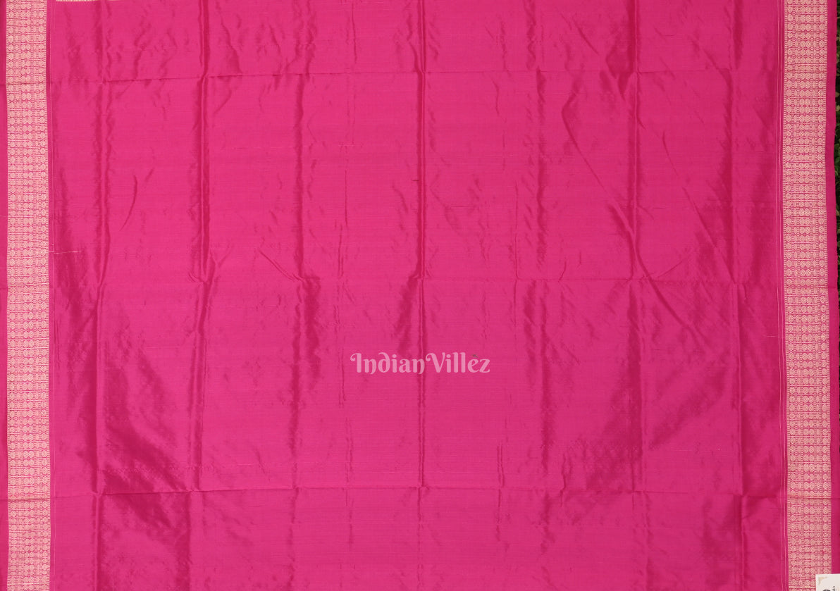 Cement Gray Rani Pink Tribal Theme Sambalpuri Silk Saree