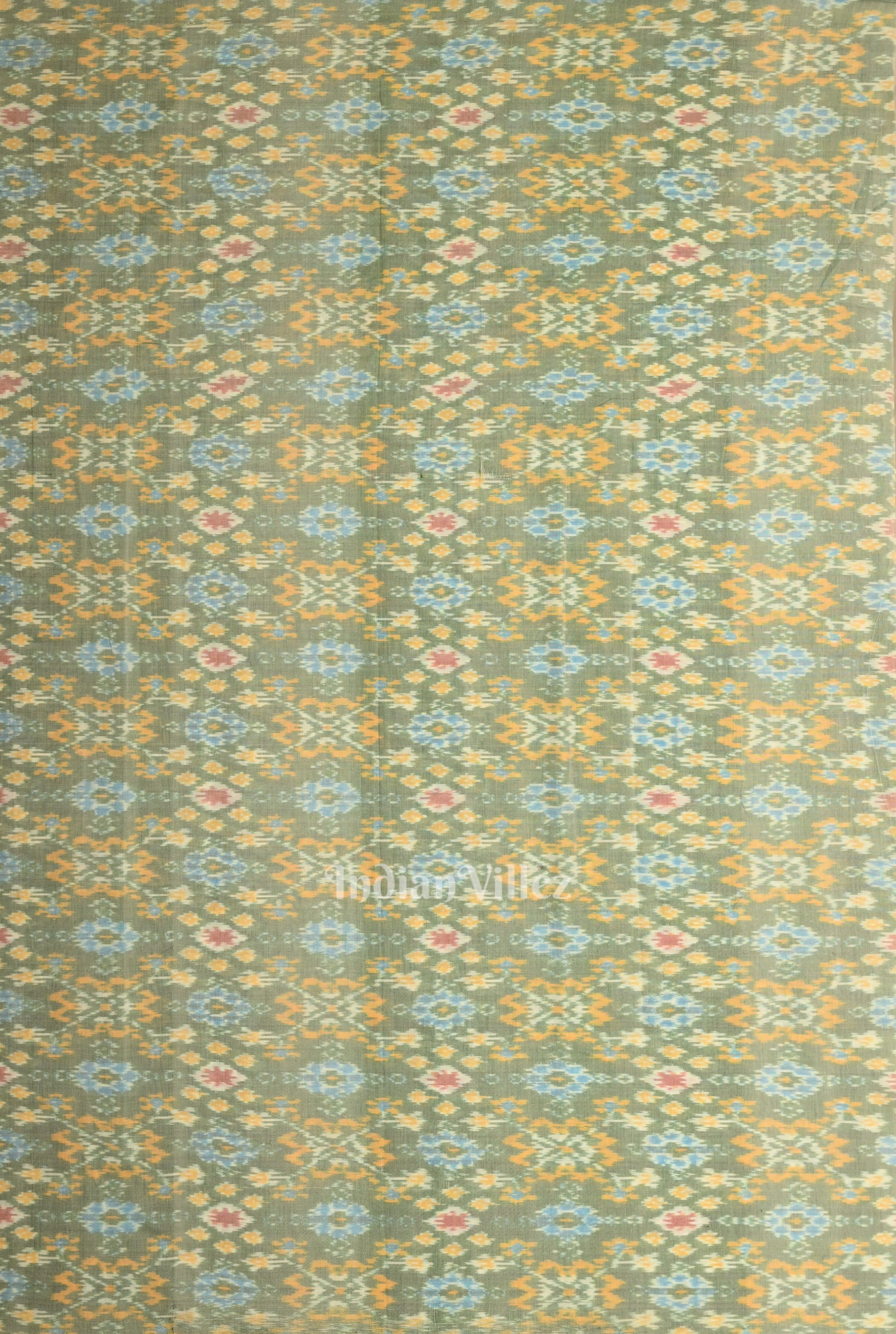 Light Blue  Dual Tone Pochampally Ikat Silk & Cotton (Sico) Fabric