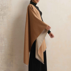 trueBrowns Brown Reversible Solid Woollen Stole