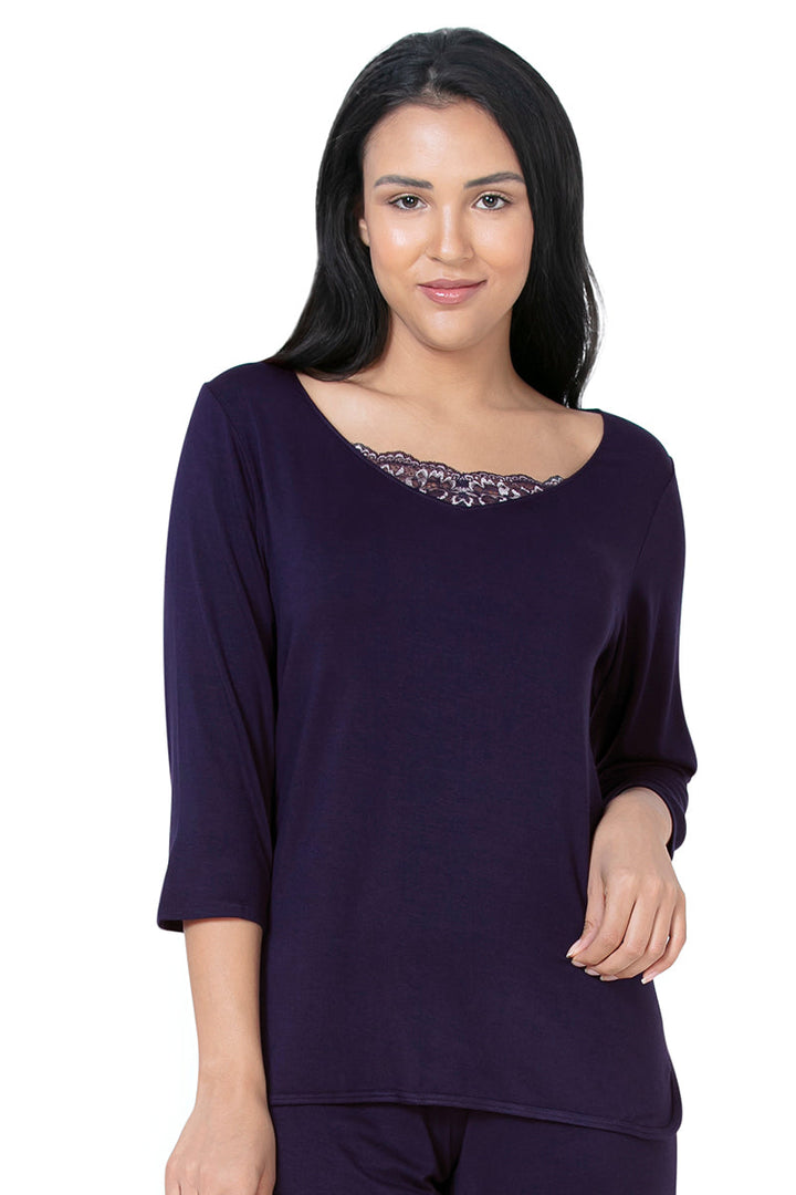 Lace Touch Sleep Top - Midnight