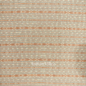White Brown Stripes Sambalpuri Odisha Ikat Cotton Fabric