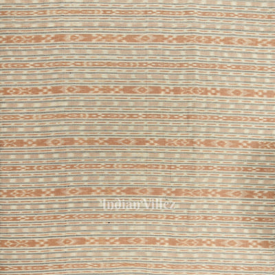 White Brown Stripes Sambalpuri Odisha Ikat Cotton Fabric