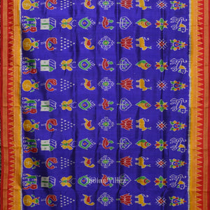 Blue Red Nabarangi Nabakothi Odisha Ikat Khandua Silk Saree