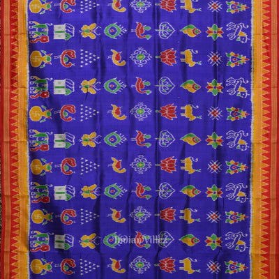 Blue Red Nabarangi Nabakothi Odisha Ikat Khandua Silk Saree