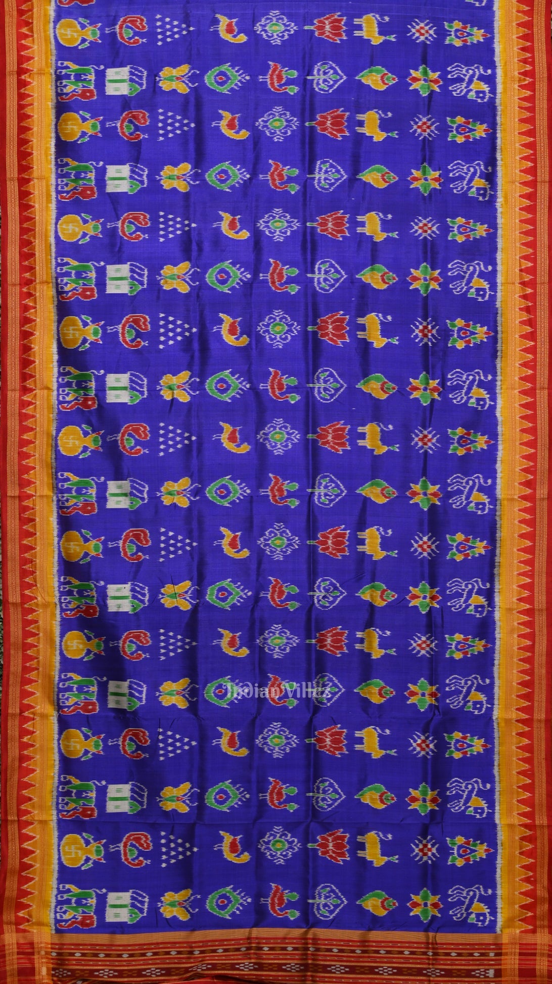 Blue Red Nabarangi Nabakothi Odisha Ikat Khandua Silk Saree