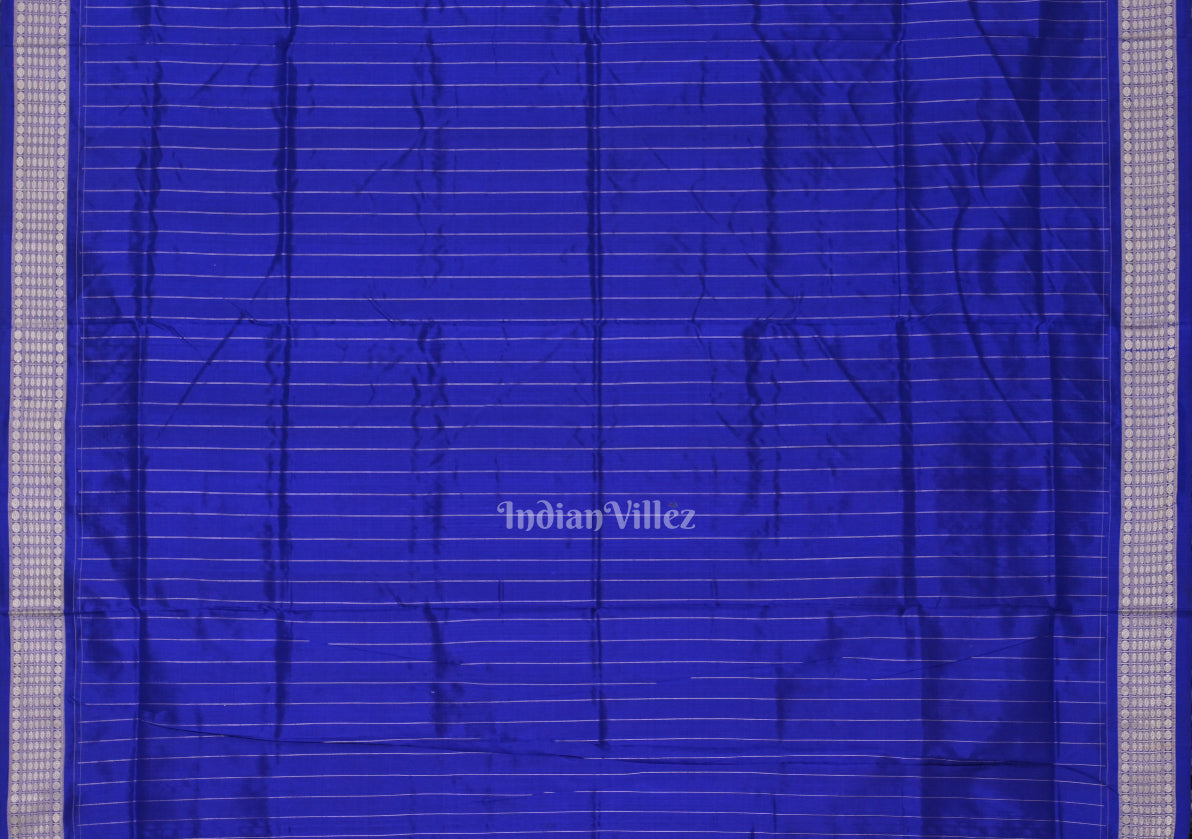 Pink Royal Blue Tribal Theme Sambalpuri Silk Saree