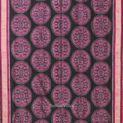 Exclusive Black Beautiful Jhoti Theme Sambalpuri Silk Saree