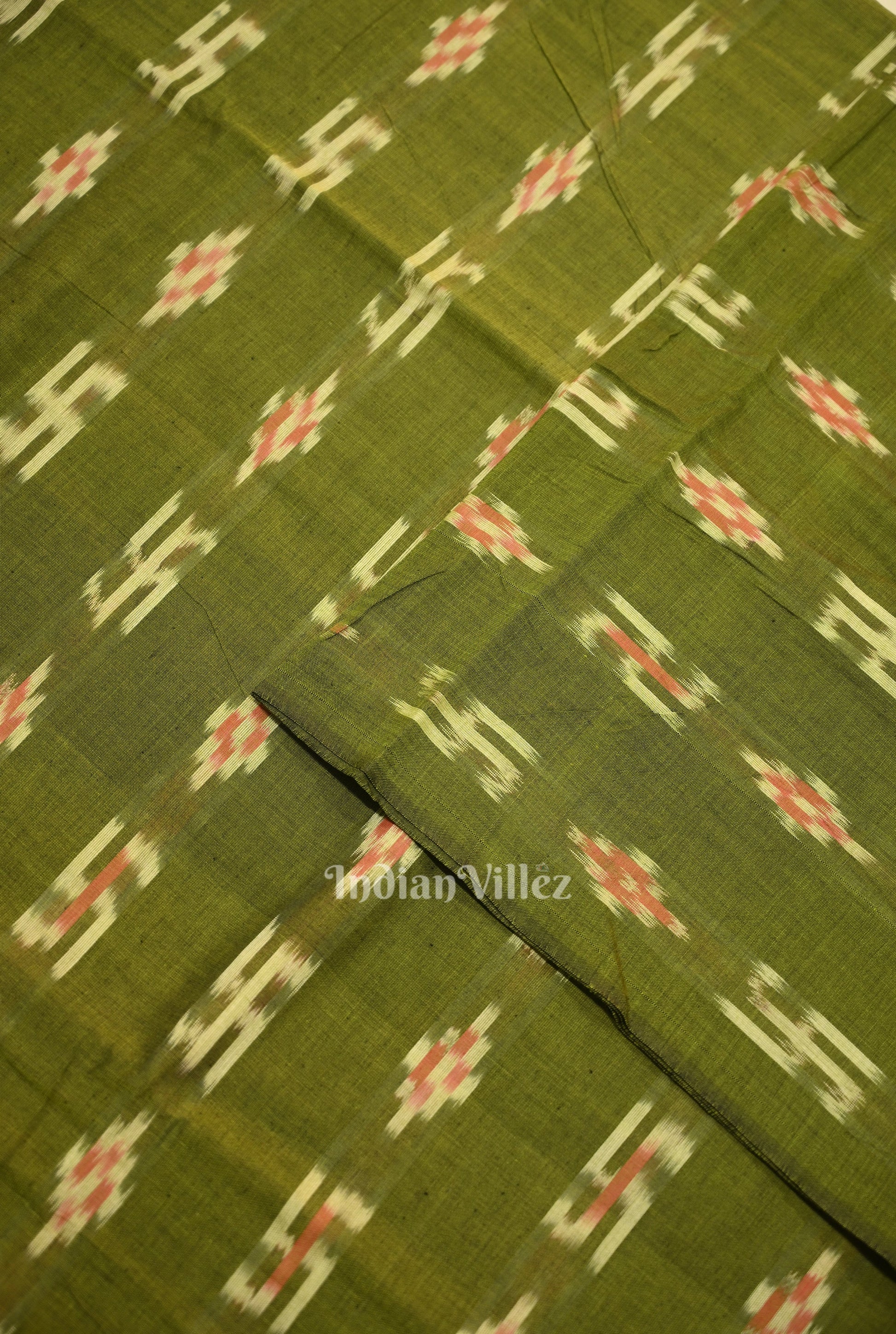 Mehendi Green  Swastik Sambalpuri Ikat Cotton Fabric