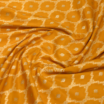 Exclusive Mustard Yellow Soft Pure Mashru Satin Silk Banarasi Saree