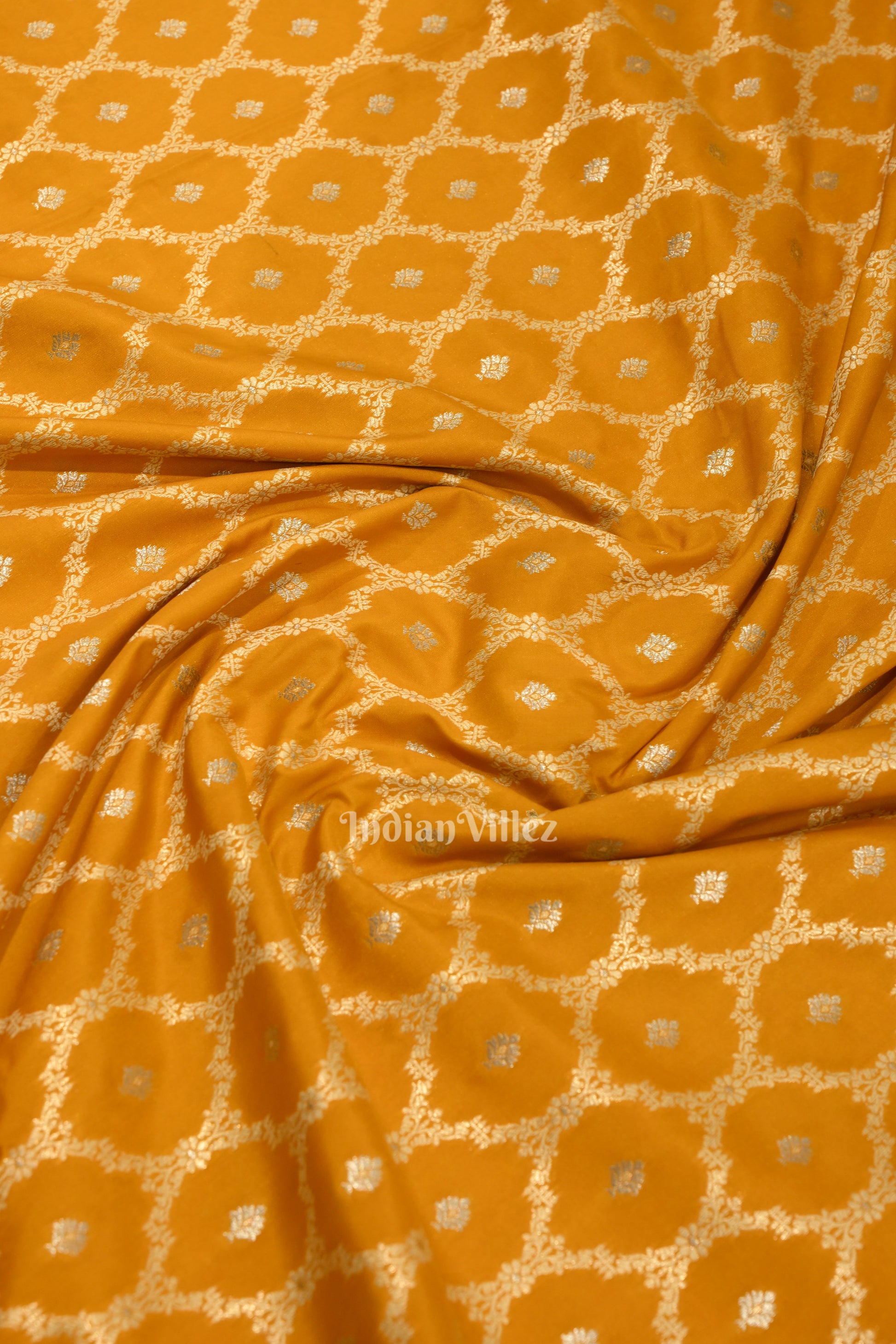 Exclusive Mustard Yellow Soft Pure Mashru Satin Silk Banarasi Saree