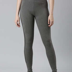 Women Solid Antra Melanges Side Stripe Active Leggings