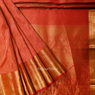 Red With Golden Pure Kanjivaram Silk Saree