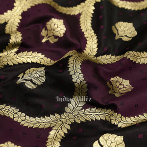 Violet Rangkart Mashru Satin Silk Banarasi Saree
