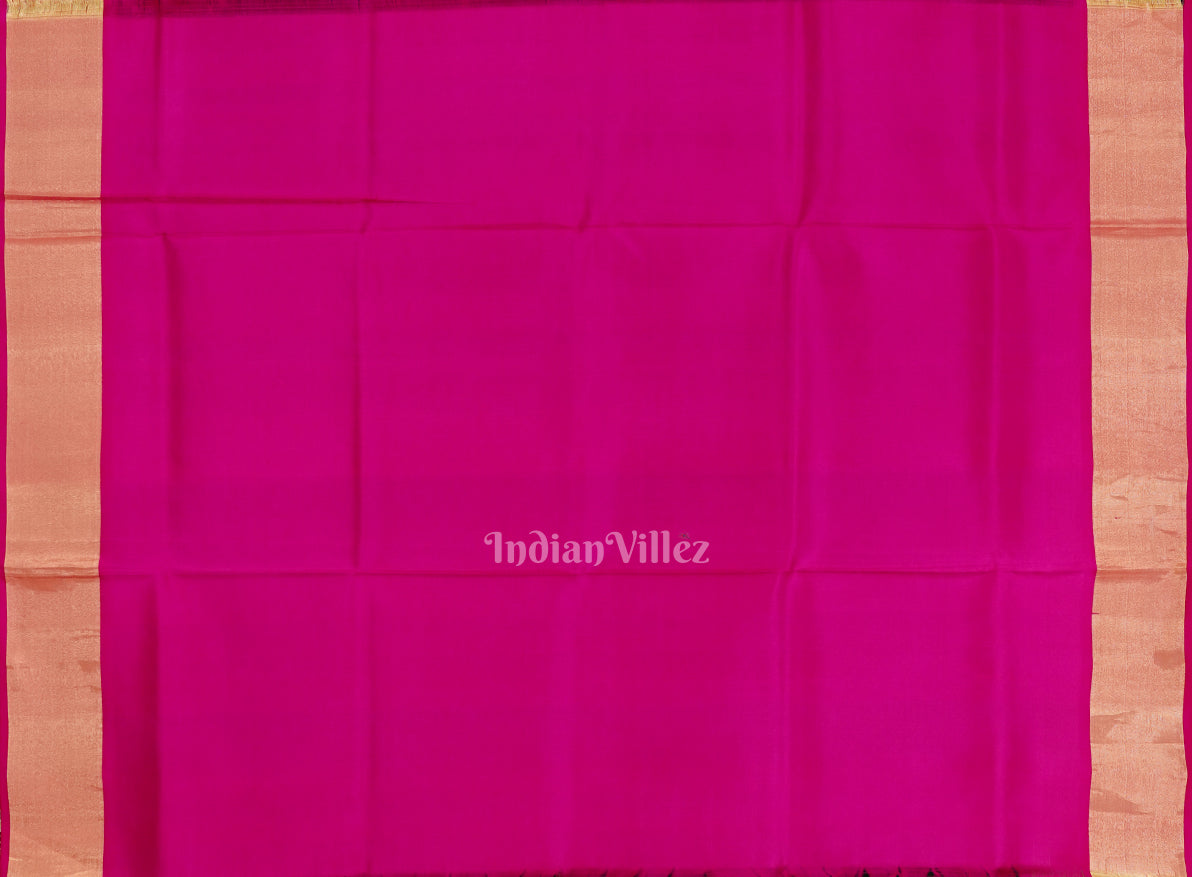 Dark Green With Pink Pallu Pure South Soft Silk Saree