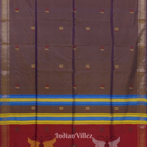 Copper Dual Tone Pure Bishnupuri Silk Saree