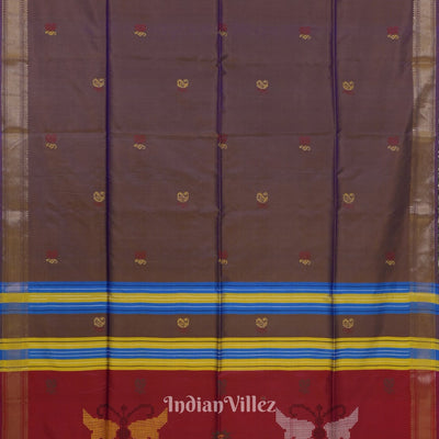 Copper Dual Tone Pure Bishnupuri Silk Saree