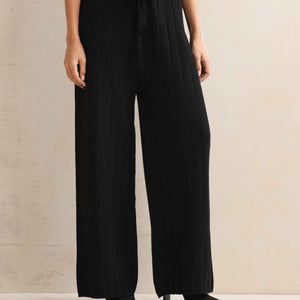 trueBrowns Black Woollen Flared Pants