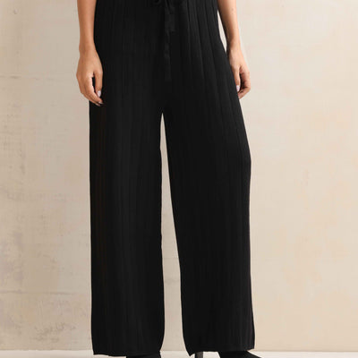 trueBrowns Black Woollen Flared Pants