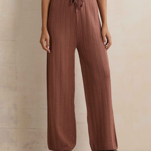 trueBrowns Peach Woollen Flared Pants