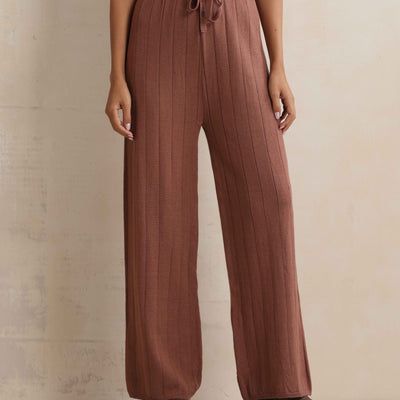 trueBrowns Peach Woollen Flared Pants