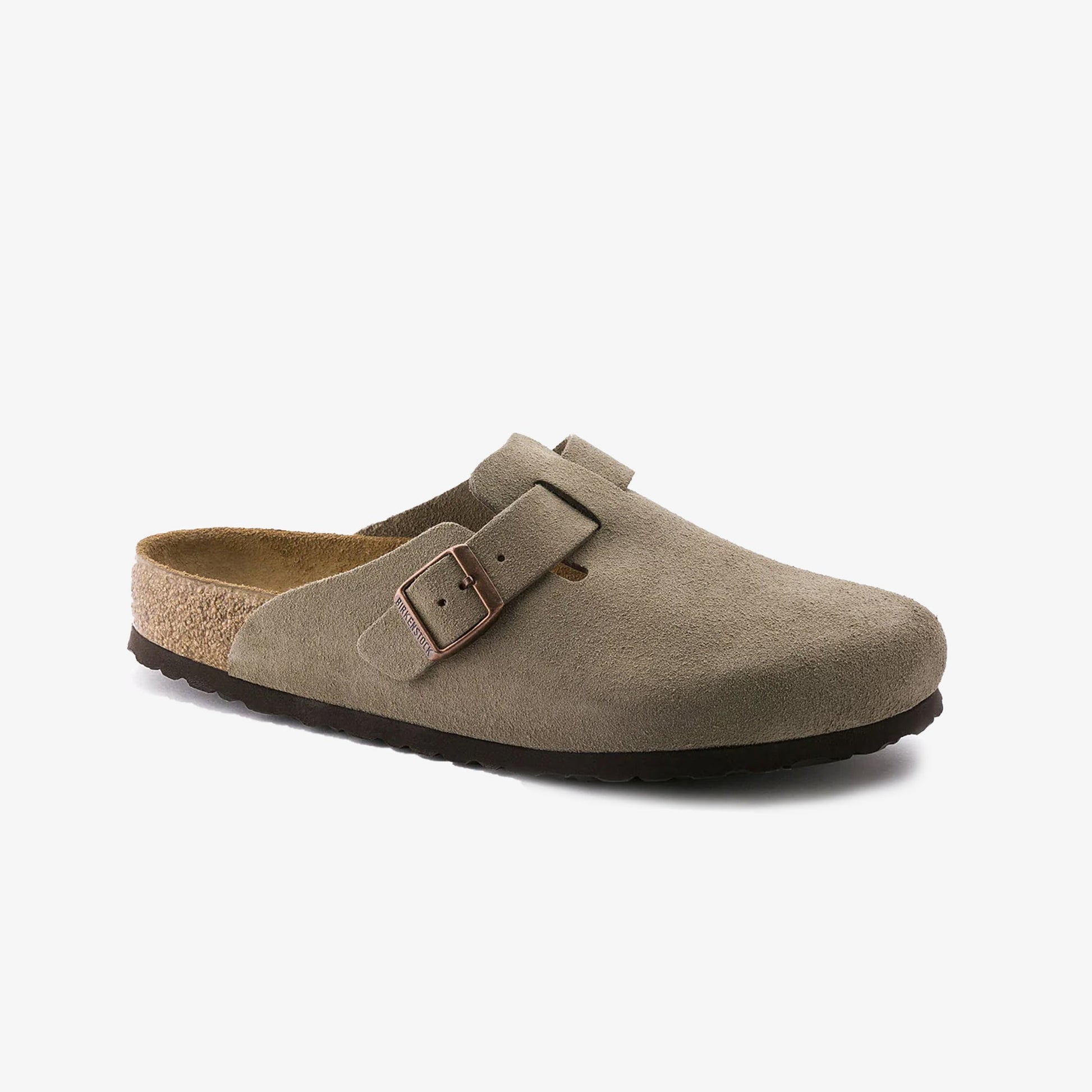 Birkenstock | BOSTON SOFT FOOTBED SUEDE LEATHER  { GRAY/TAUPE
