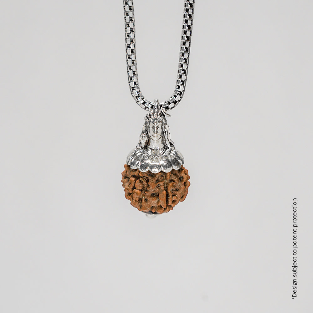 Adiyogi Pendant (6 Mukhi Nepali Rudraksha) With Chain