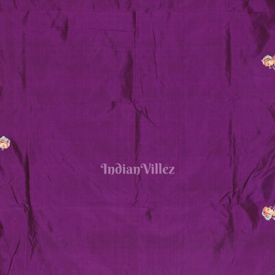 Violet Radha Krishna Boita Hand-Painted Pattachitra Saree