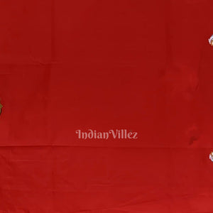 Blue Red Nataki Konark Temple Hand-Painted Pattachitra Saree