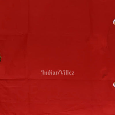 Blue Red Nataki Konark Temple Hand-Painted Pattachitra Saree