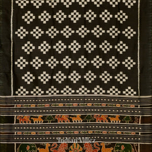 Black Odisha Ikat Pasapali Designer Contemporary Silk Saree