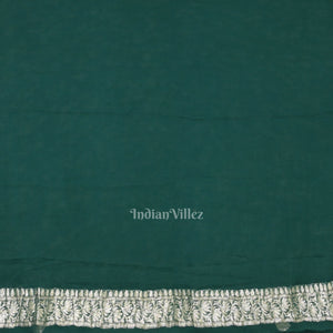 Dark Green Pure Khaddi Chiffon Banarasi Saree