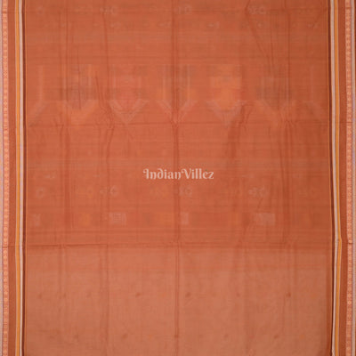 White Brown Dolabedi Sambalpuri Ikat Cotton Saree