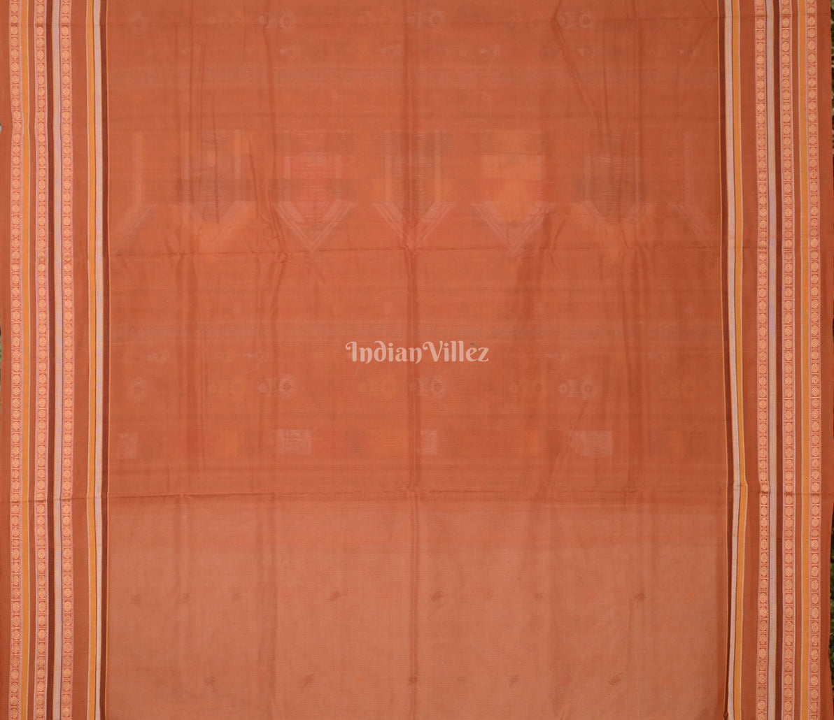 White Brown Dolabedi Sambalpuri Ikat Cotton Saree