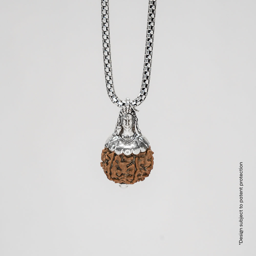 Adiyogi Pendant (7 Mukhi Nepali Rudraksha) With Chain