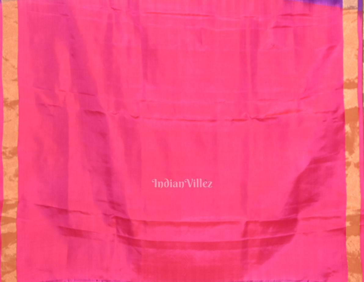 Violet With Pink Pure Kanjivaram Soft Silk Saree
