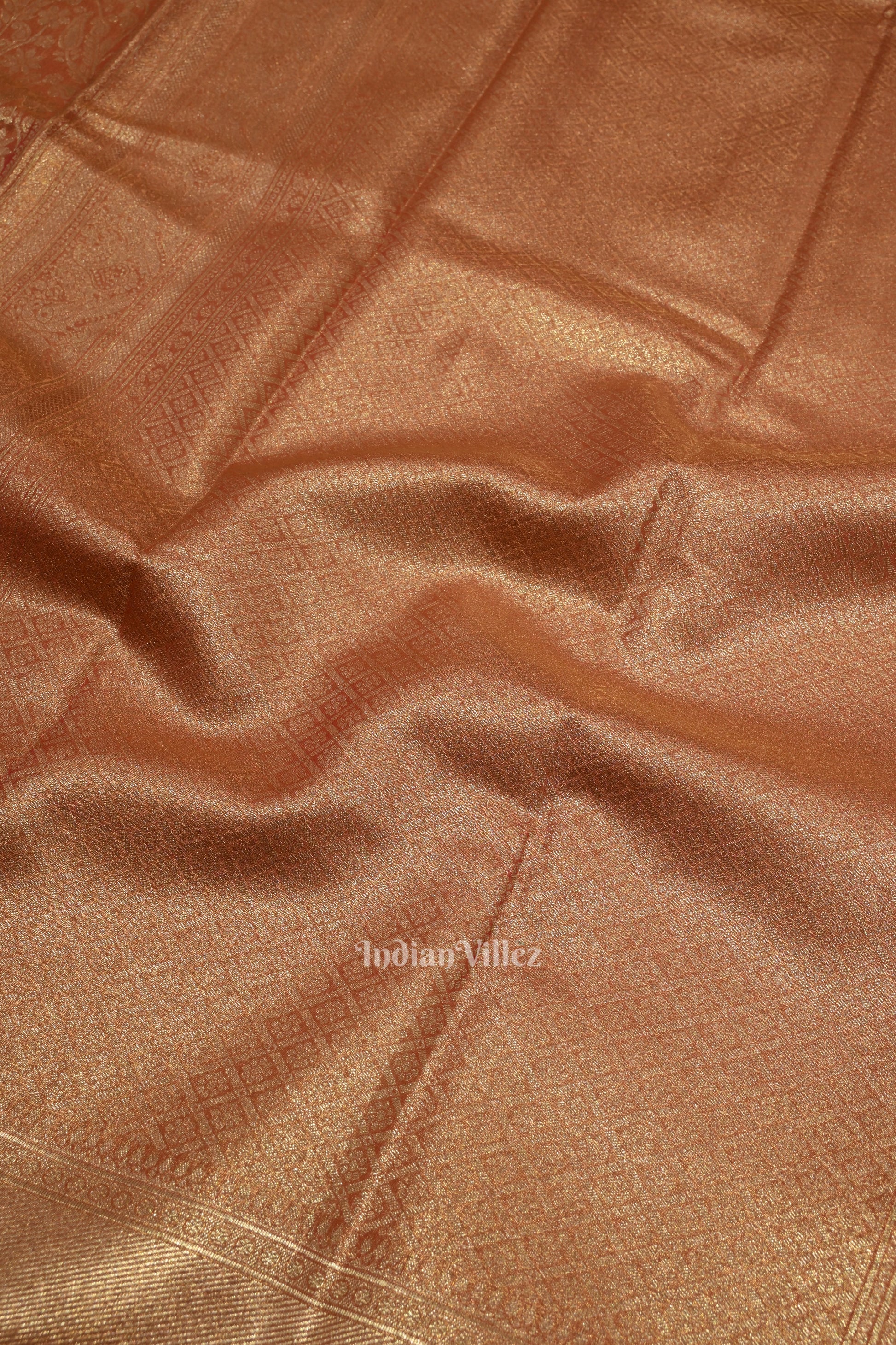 Peach Pure Kanjivaram Tissue Silk Saree
