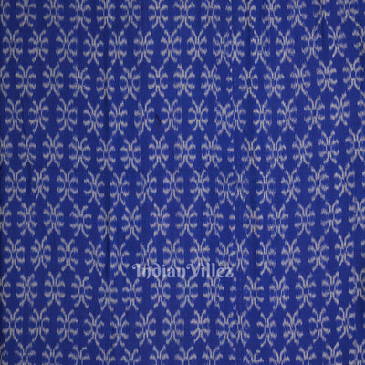 Blue Floral Motif Sambalpuri Odisha Ikat Cotton Fabric