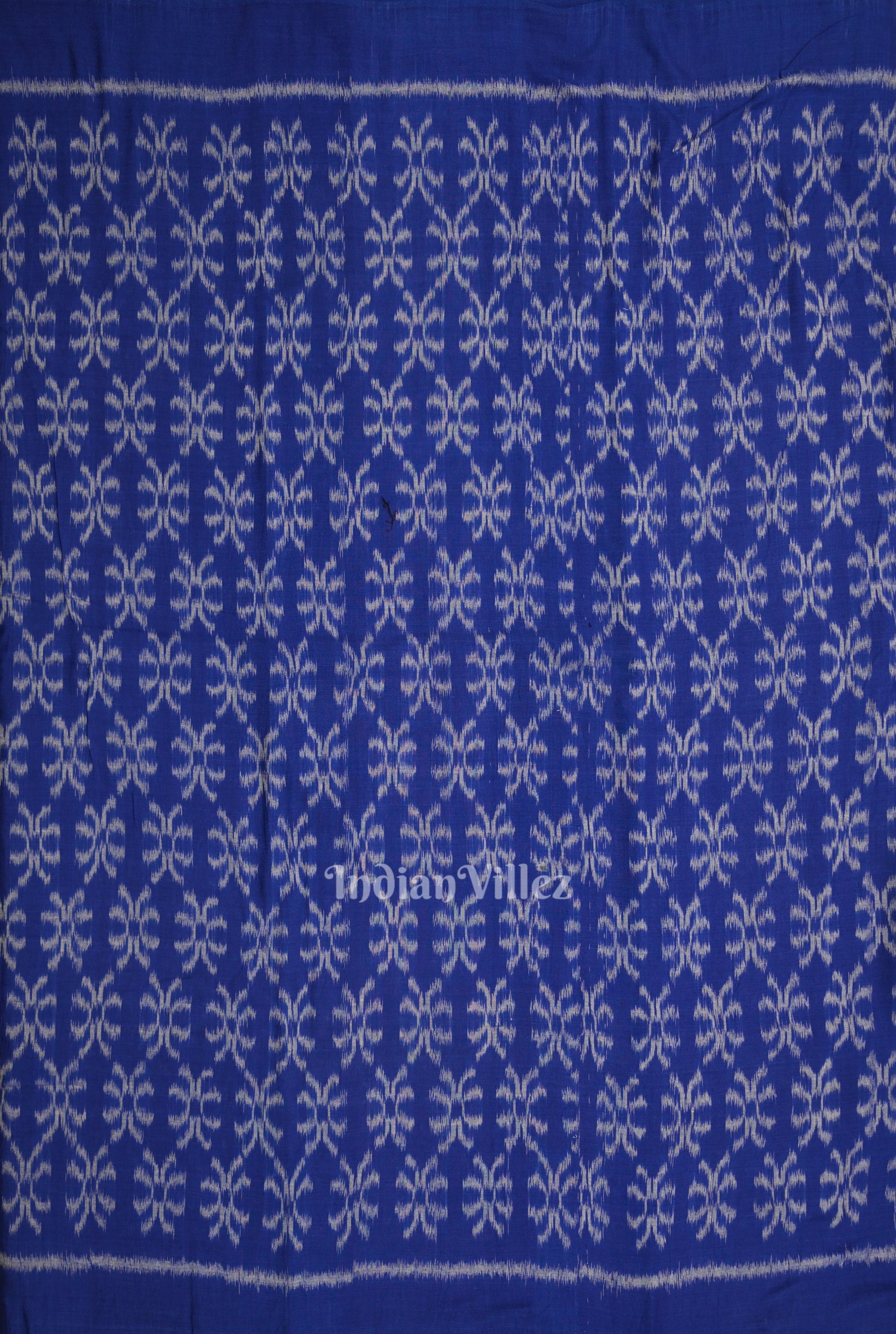 Blue Floral Motif Sambalpuri Odisha Ikat Cotton Fabric
