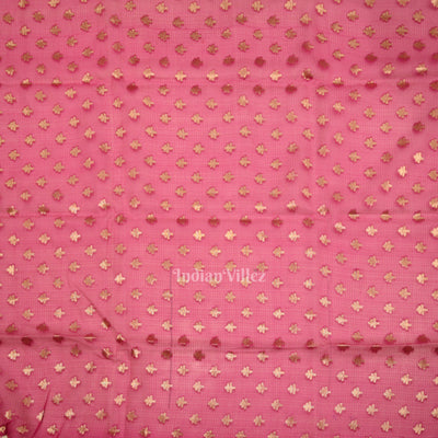 Rani Pink Jamdani Banarasi Kota Silk Saree