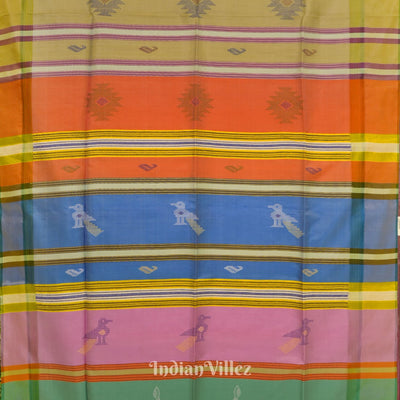 Pink With Multicolor Design Pure Bishnupuri Silk Saree