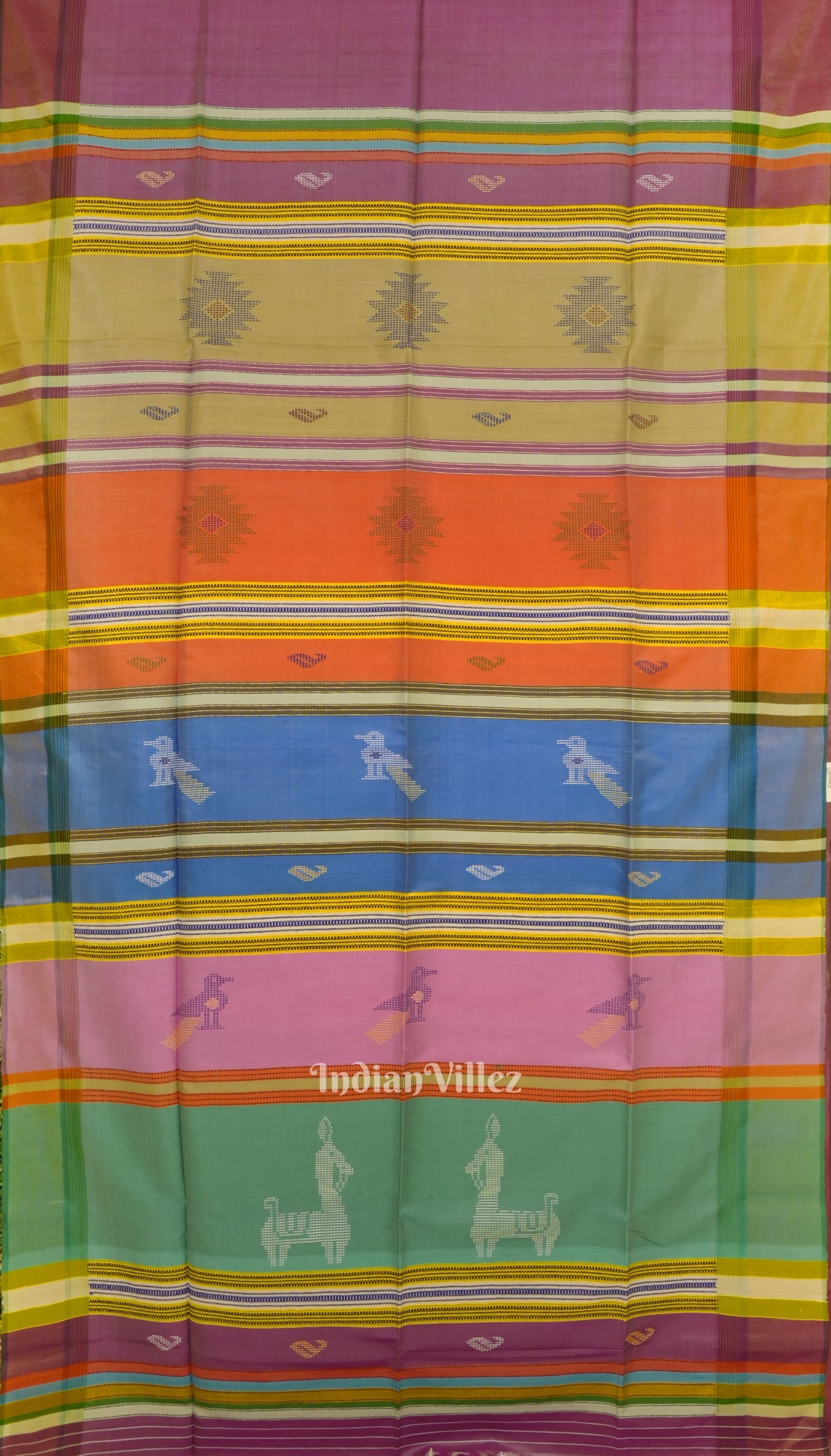 Pink With Multicolor Design Pure Bishnupuri Silk Saree