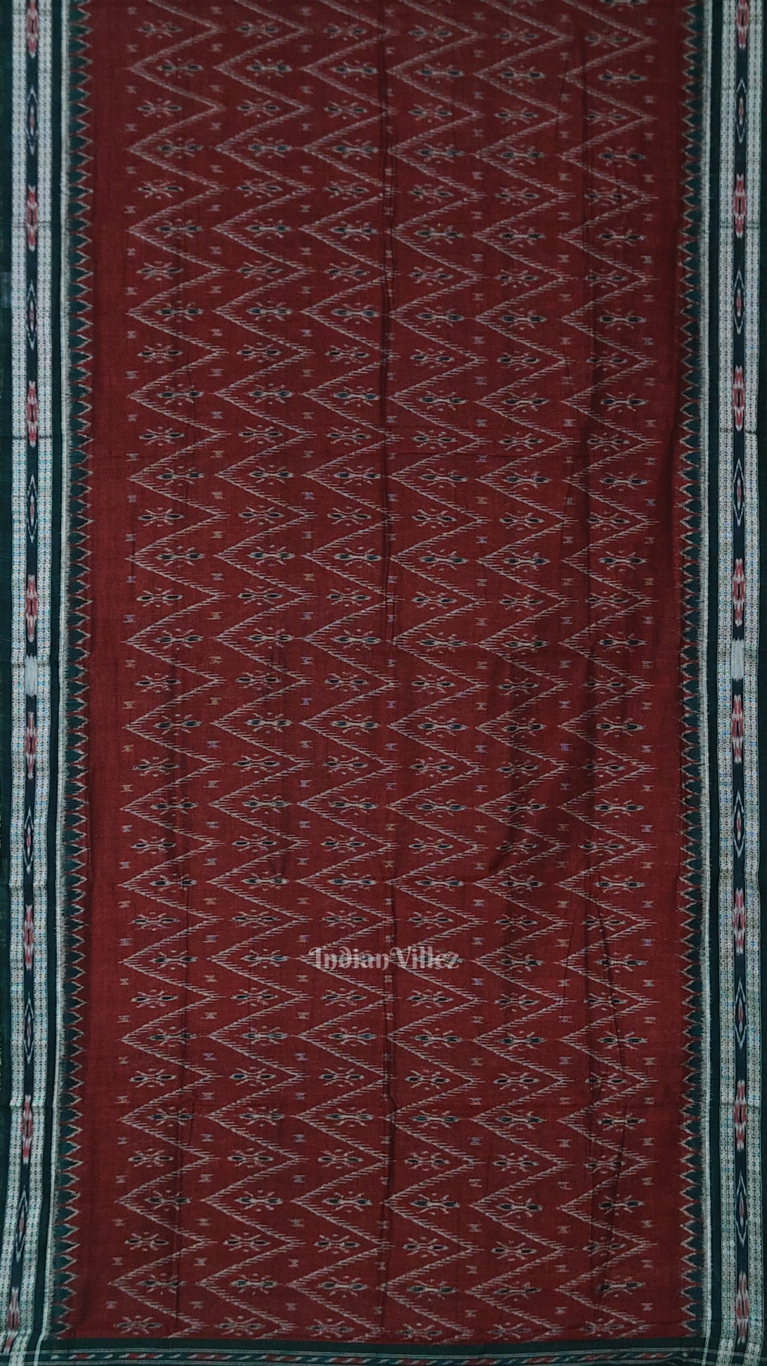 Maroon Green Mayur Chandrika Maniabandha Cotton Saree