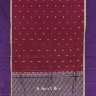 Dark Maroon With Blue Pure Kanjivaram Soft Silk Saree
