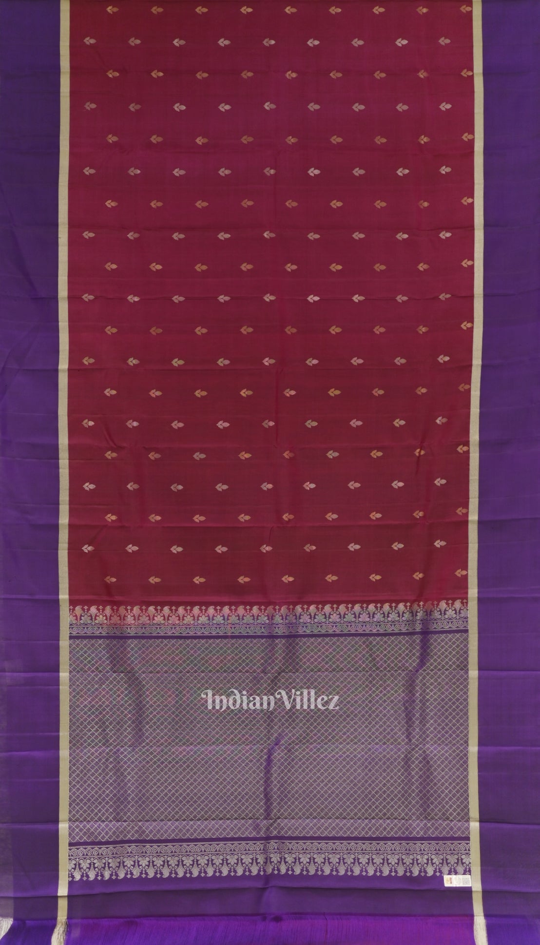 Dark Maroon With Blue Pure Kanjivaram Soft Silk Saree