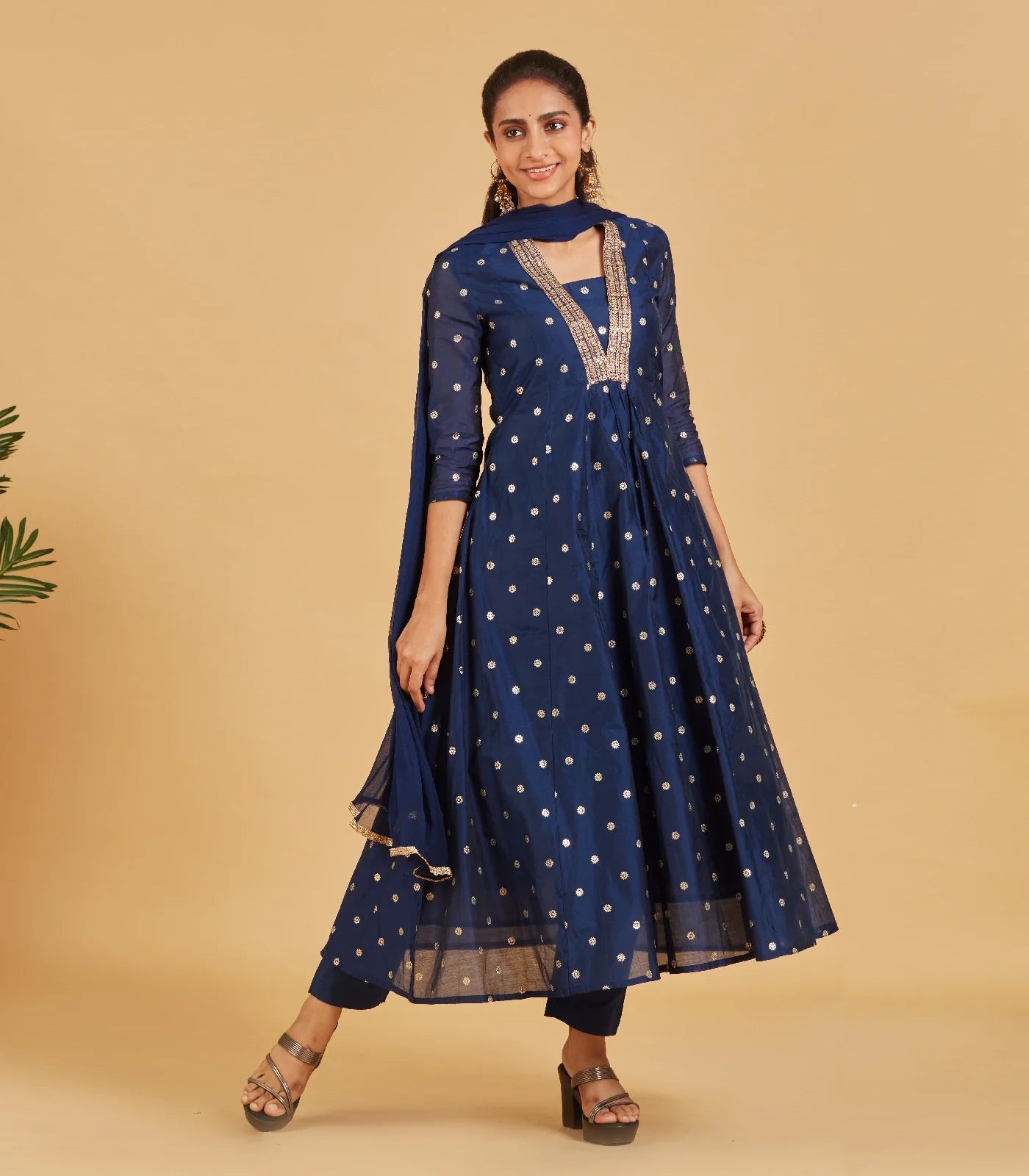 Royal Blue Kurta Set With Matching Dupatta