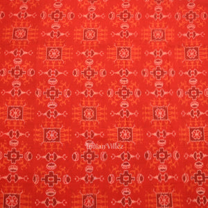 Red Black Tribal Theme Odisha Ikat Sambalpuri Dress Set & Dupatta